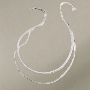 Anthropologie Double Layer Herringbone Necklace in Silver